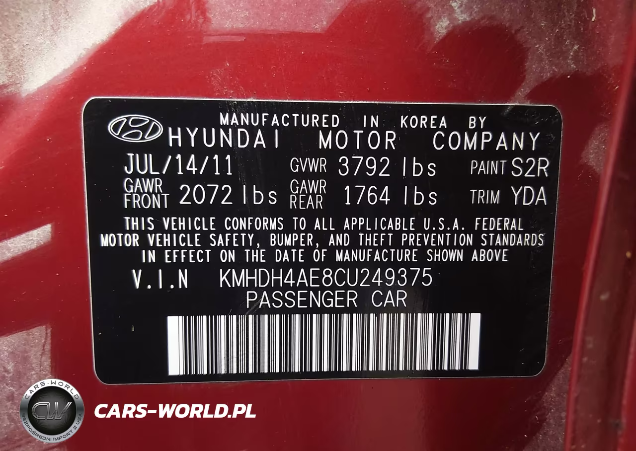 2012 Hyundai Elantra Limited (Ulsan Plant) VIN:KMHDH4AE8CU249375 - 9