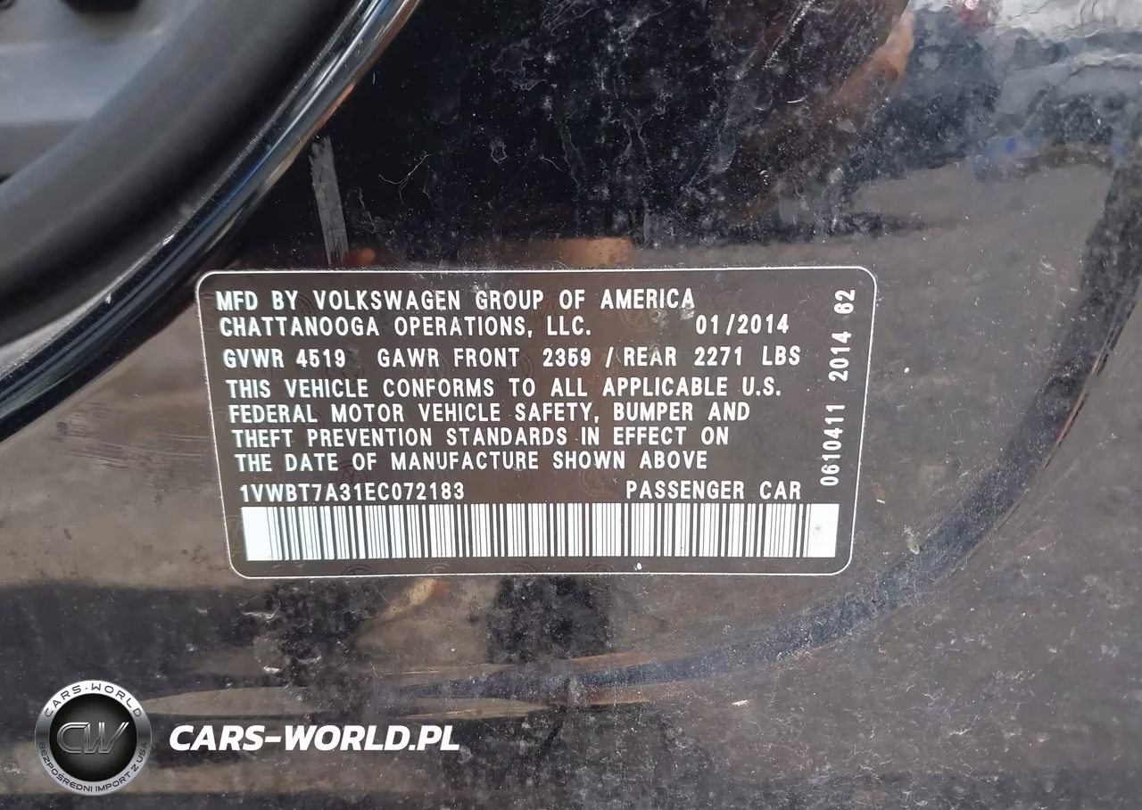 2014 Volkswagen Passat 1.8T Se VIN:1VWBT7A31EC072183 - 9