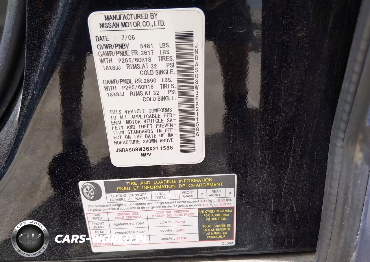 2006 Infiniti Fx35 VIN:JNRAS08W36X211586 - 9