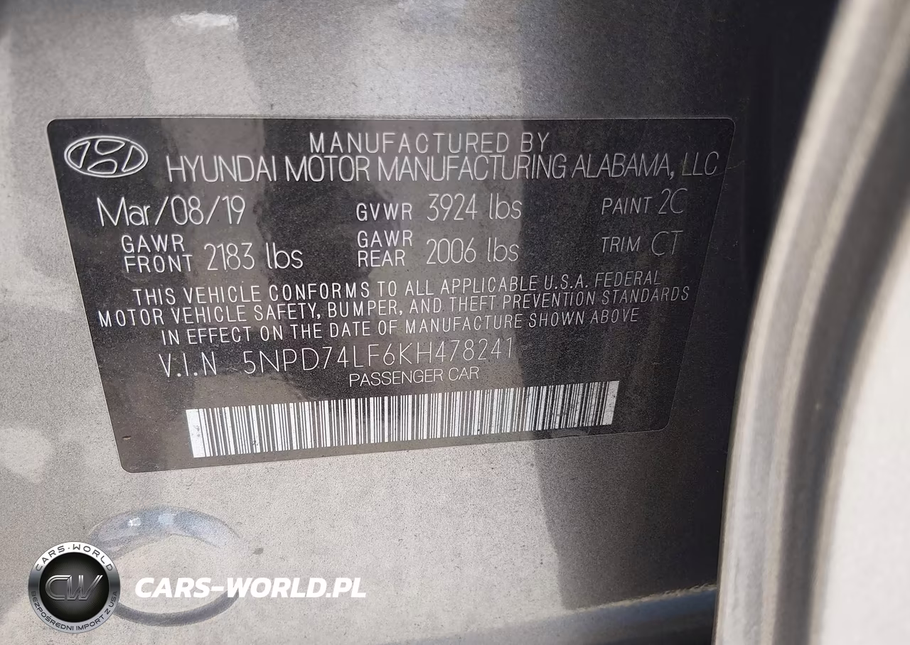 2019 Hyundai Elantra Se VIN:5NPD74LF6KH478241 - 9
