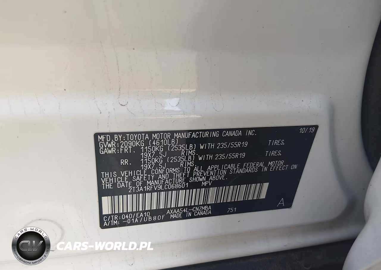 2020 Toyota Rav4 Xle Premium VIN:2T3A1RFV9LC068601 - 9