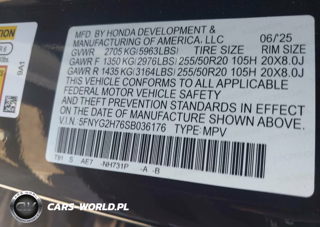 2025 Honda Pilot Touring VIN:5FNYG2H76SB036176 - 9