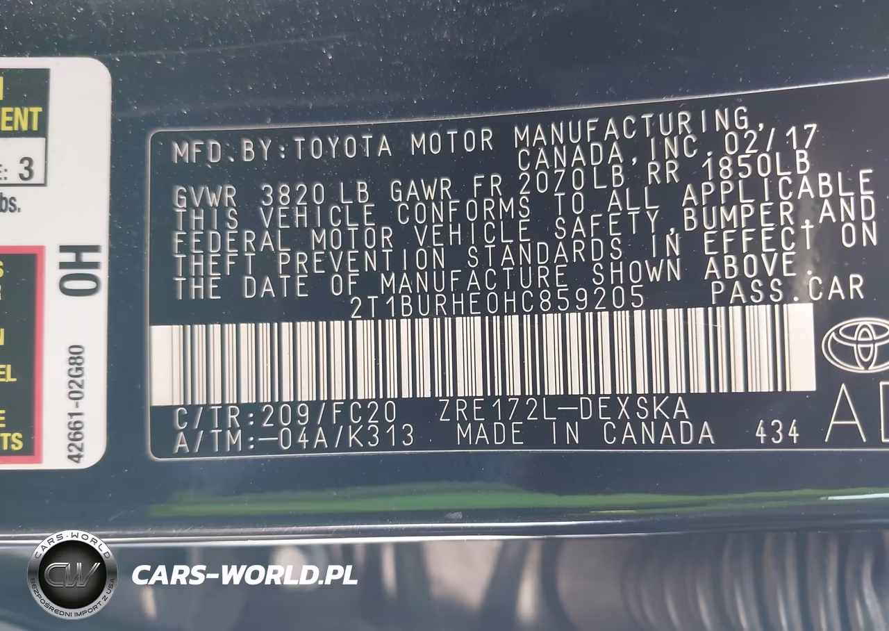 2017 Toyota Corolla Se VIN:2T1BURHE0HC859205 - 9