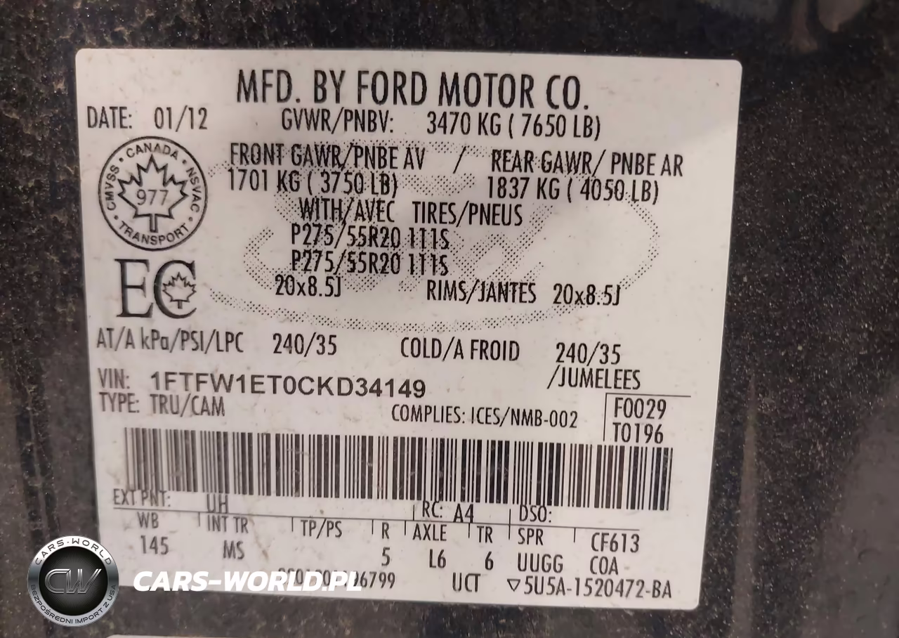 2012 Ford F-150 Xlt VIN:1FTFW1ET0CKD34149 - 9