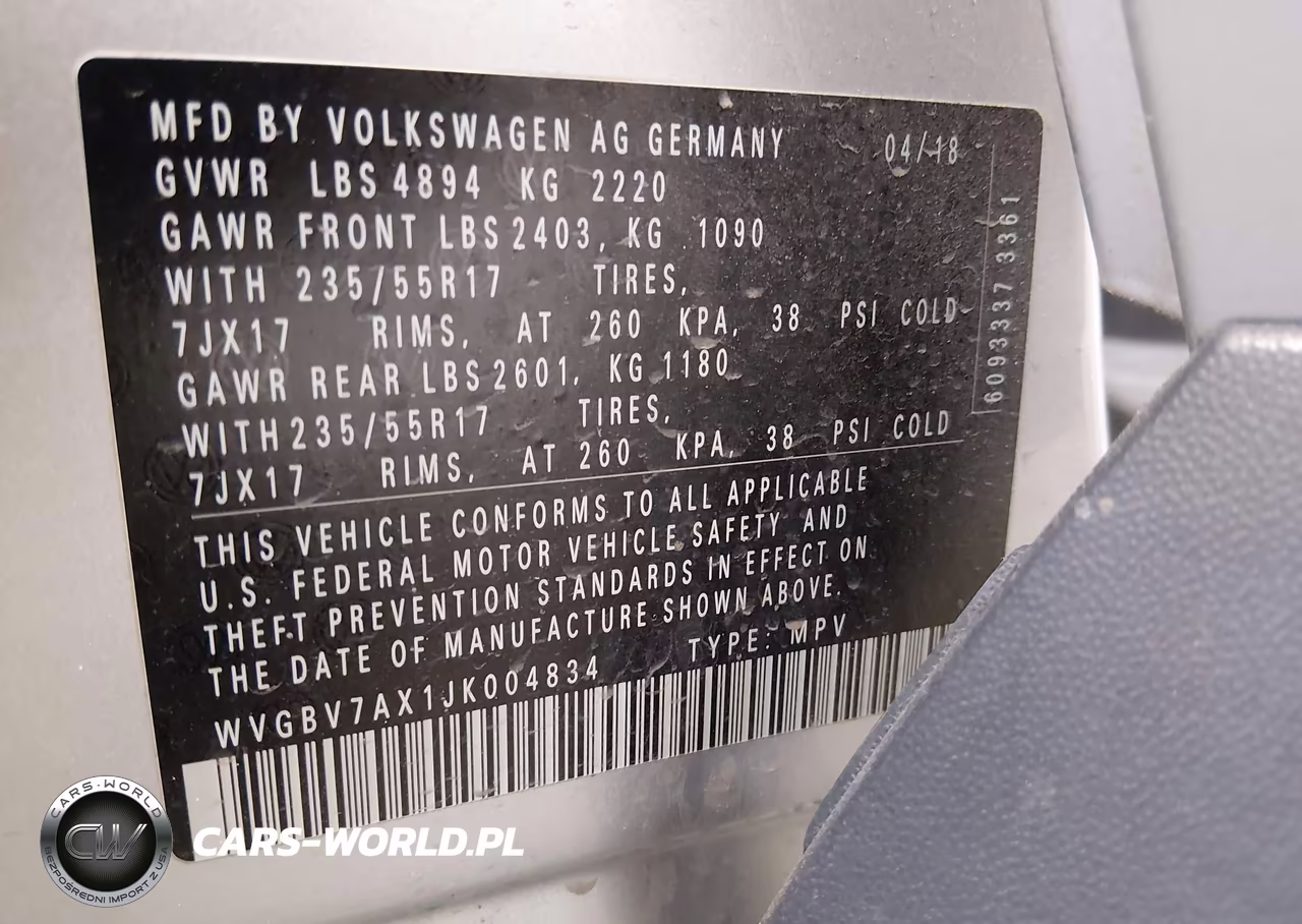 2018 Volkswagen Tiguan Limited 2.0T VIN:WVGBV7AX1JK004834 - 9