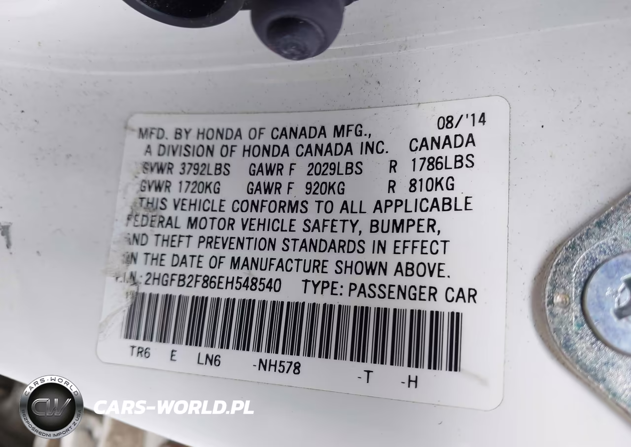 2014 Honda Civic Ex VIN:2HGFB2F86EH548540 - 9