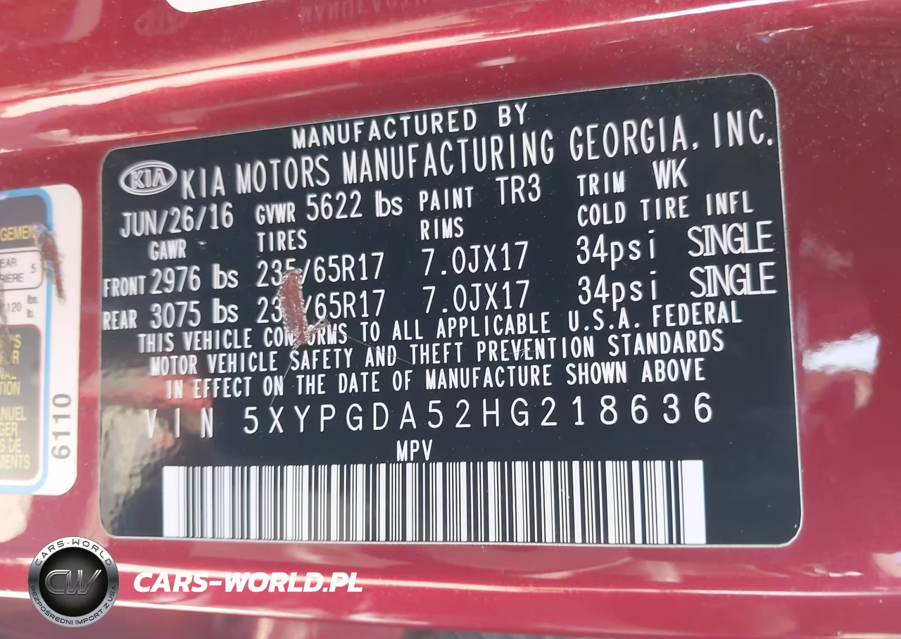 2017 Kia Sorento 3.3L Lx VIN:5XYPGDA52HG218636 - 9