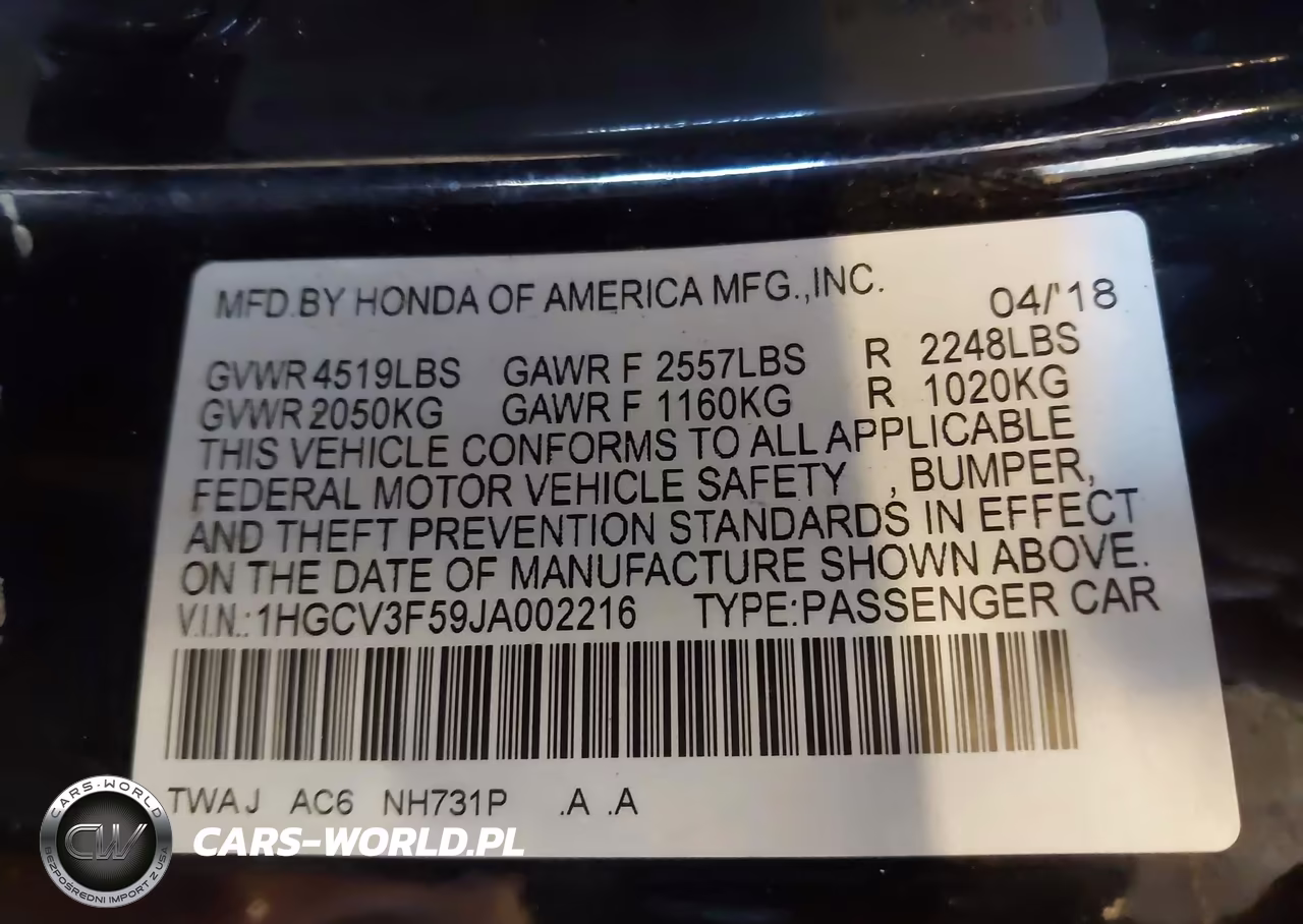 2018 Honda Accord Hybrid Ex-L VIN:1HGCV3F59JA002216 - 9