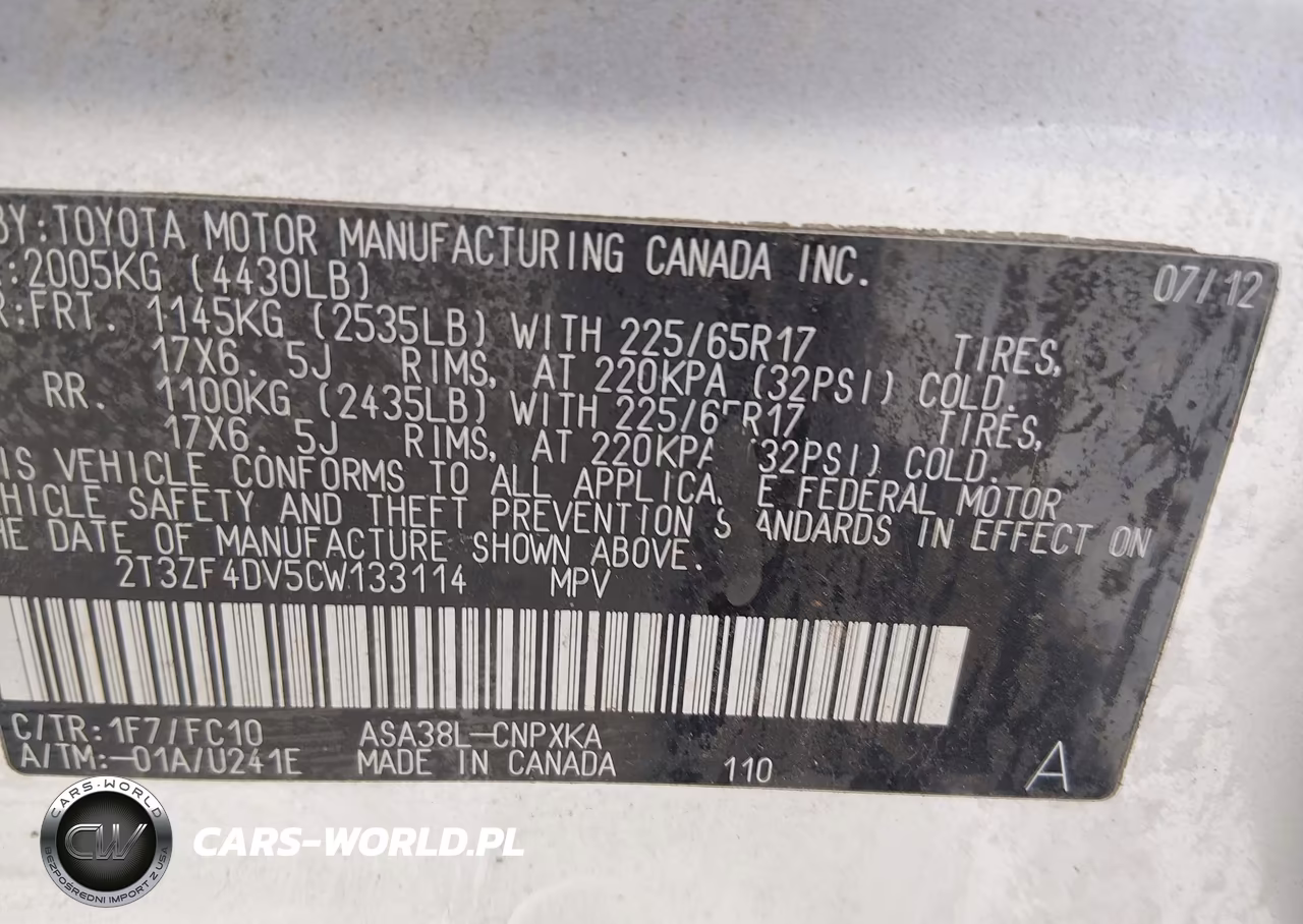 2012 Toyota Rav4 VIN:2T3ZF4DV5CW133114 - 9