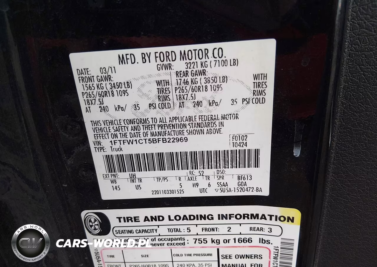 2011 Ford F-150 Xlt VIN:1FTFW1CT5BFB22969 - 9