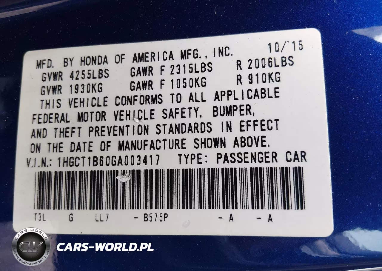 2016 Honda Accord Ex-L VIN:1HGCT1B60GA003417 - 9