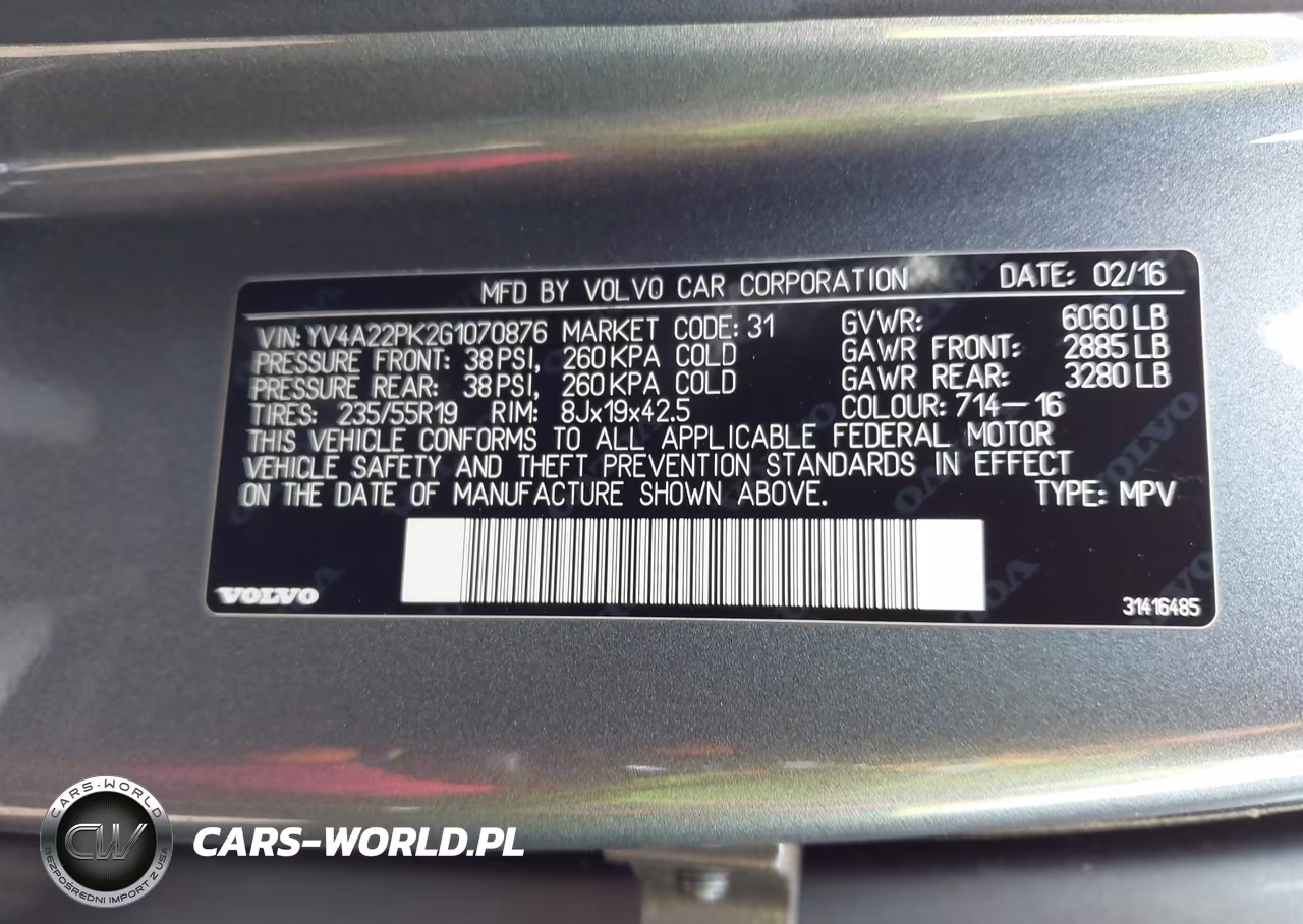 2016 Volvo Xc90 T6 Momentum VIN:YV4A22PK2G1070876 - 9