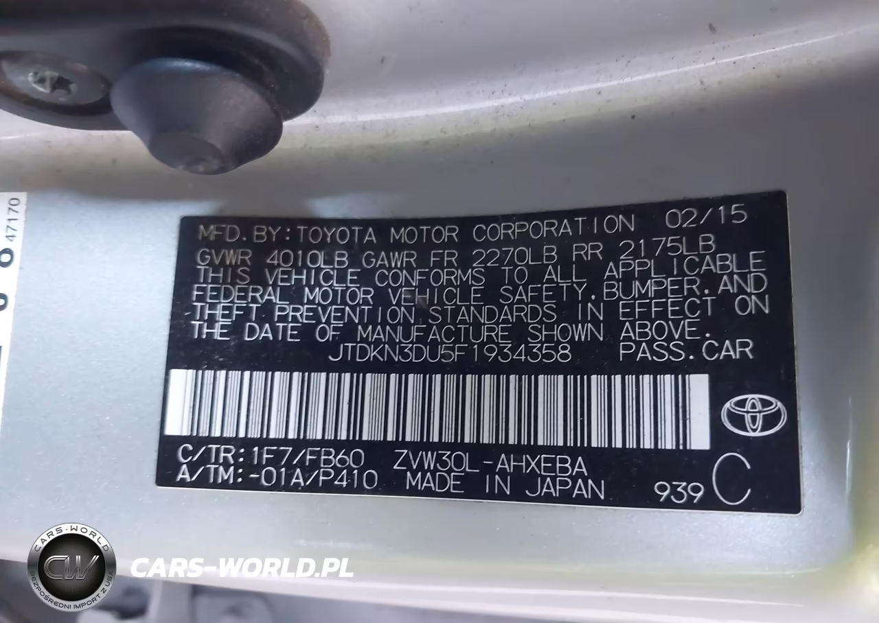 2015 Toyota Prius VIN:JTDKN3DU5F1934358 - 9