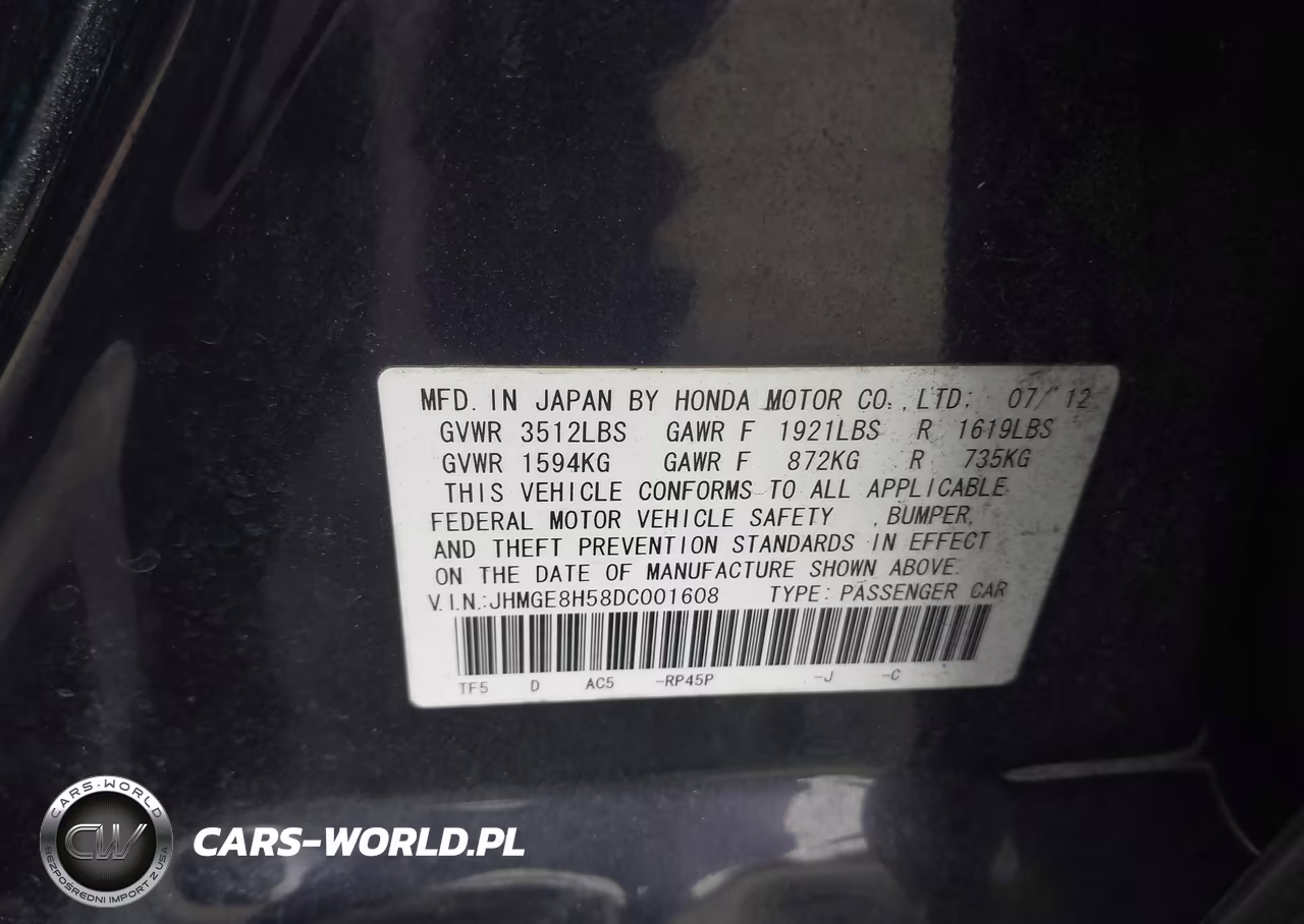 2013 Honda Fit Sport VIN:JHMGE8H58DC001608 - 9