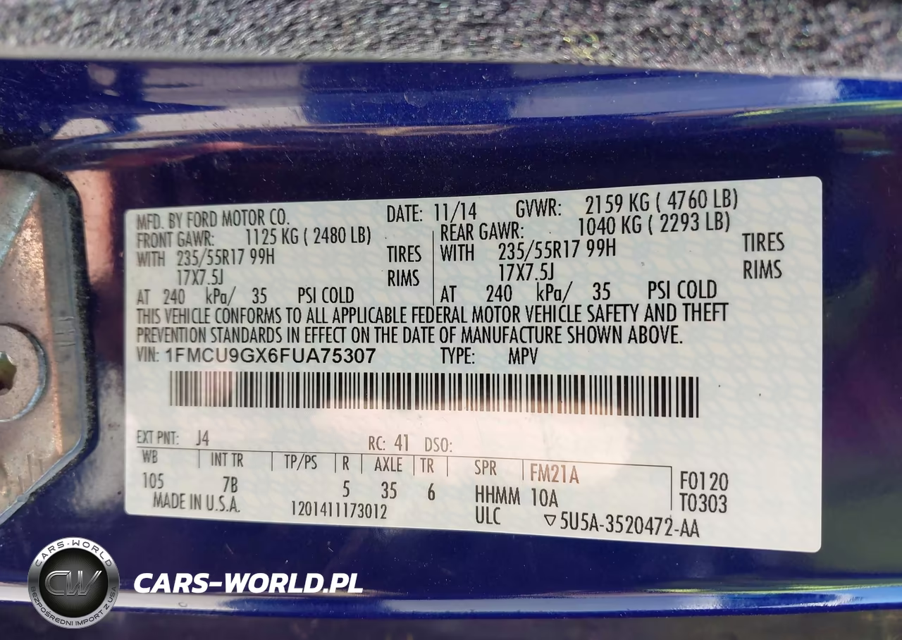 2015 Ford Escape Se VIN:1FMCU9GX6FUA75307 - 9