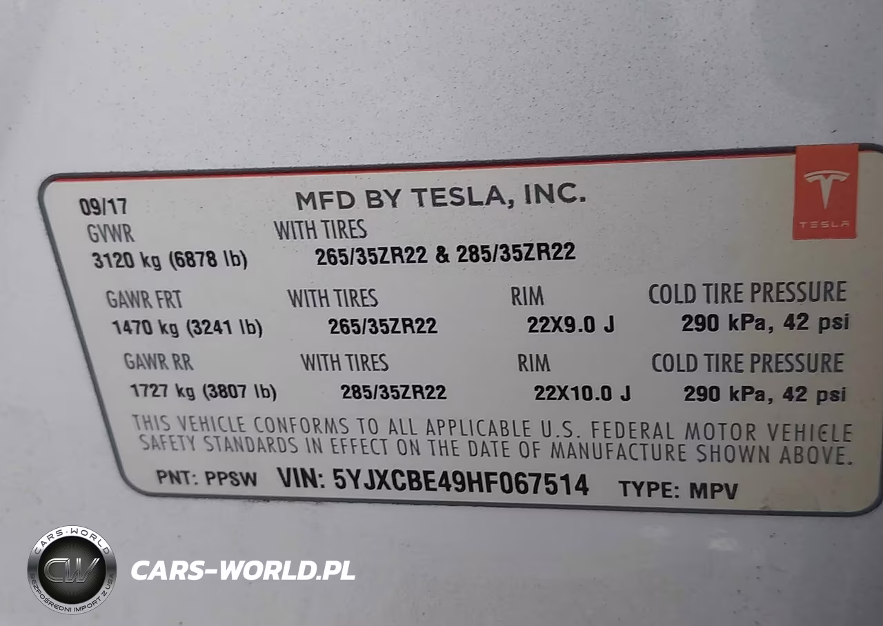 2017 Tesla Model X P100D VIN:5YJXCBE49HF067514 - 9