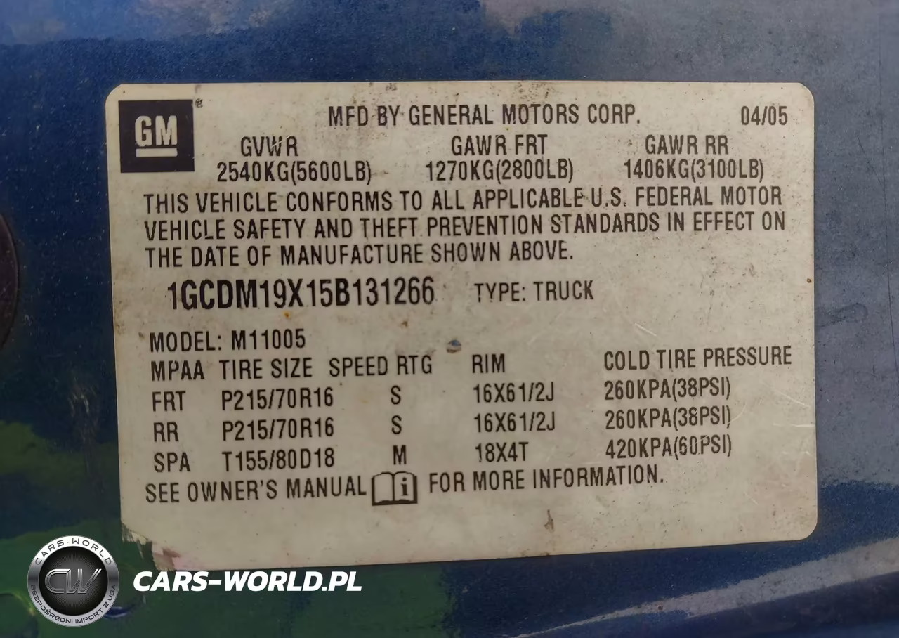 2005 Chevrolet Astro VIN:1GCDM19X15B131266 - 9