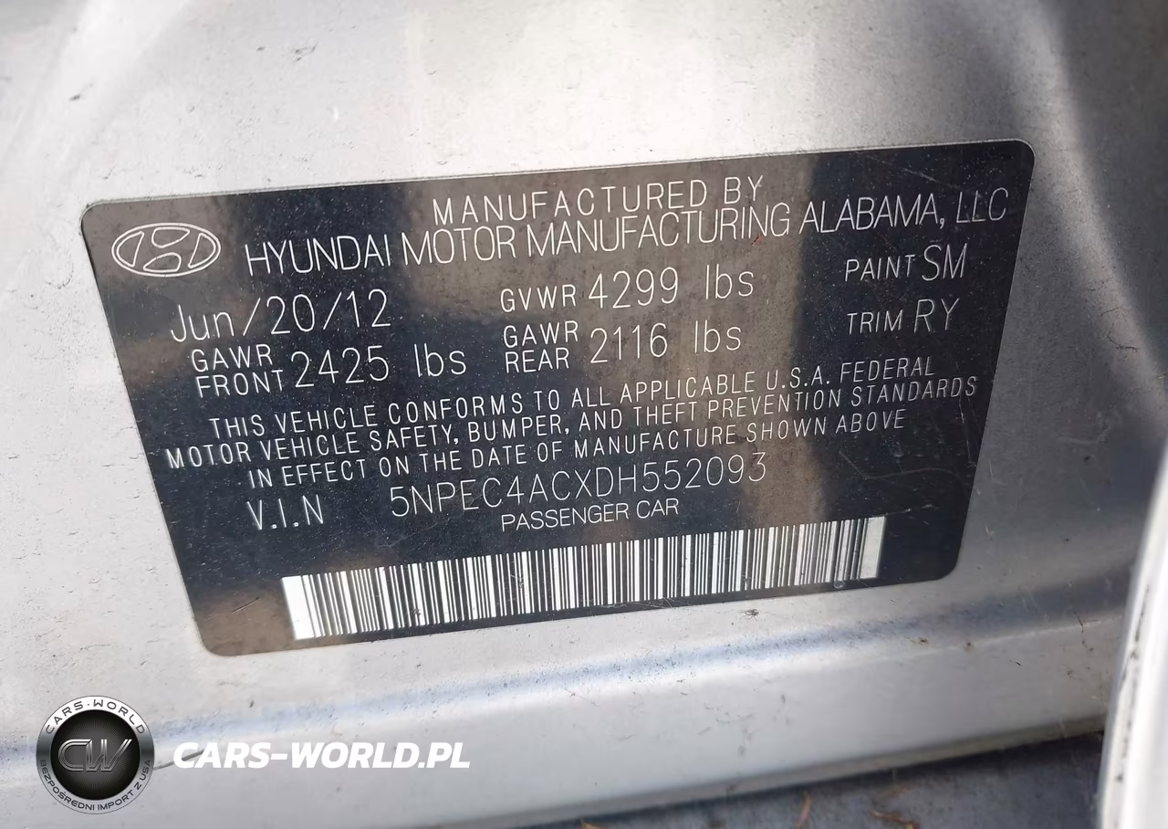 2013 Hyundai Sonata Limited VIN:5NPEC4ACXDH552093 - 9
