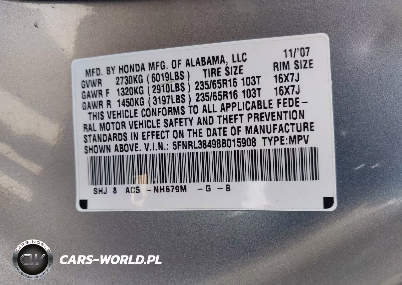 2008 Honda Odyssey Ex VIN:5FNRL38498B015908 - 9
