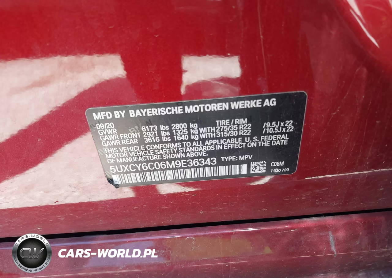 2021 BMW X6 xDrive40I VIN:5UXCY6C06M9E36343 - 9