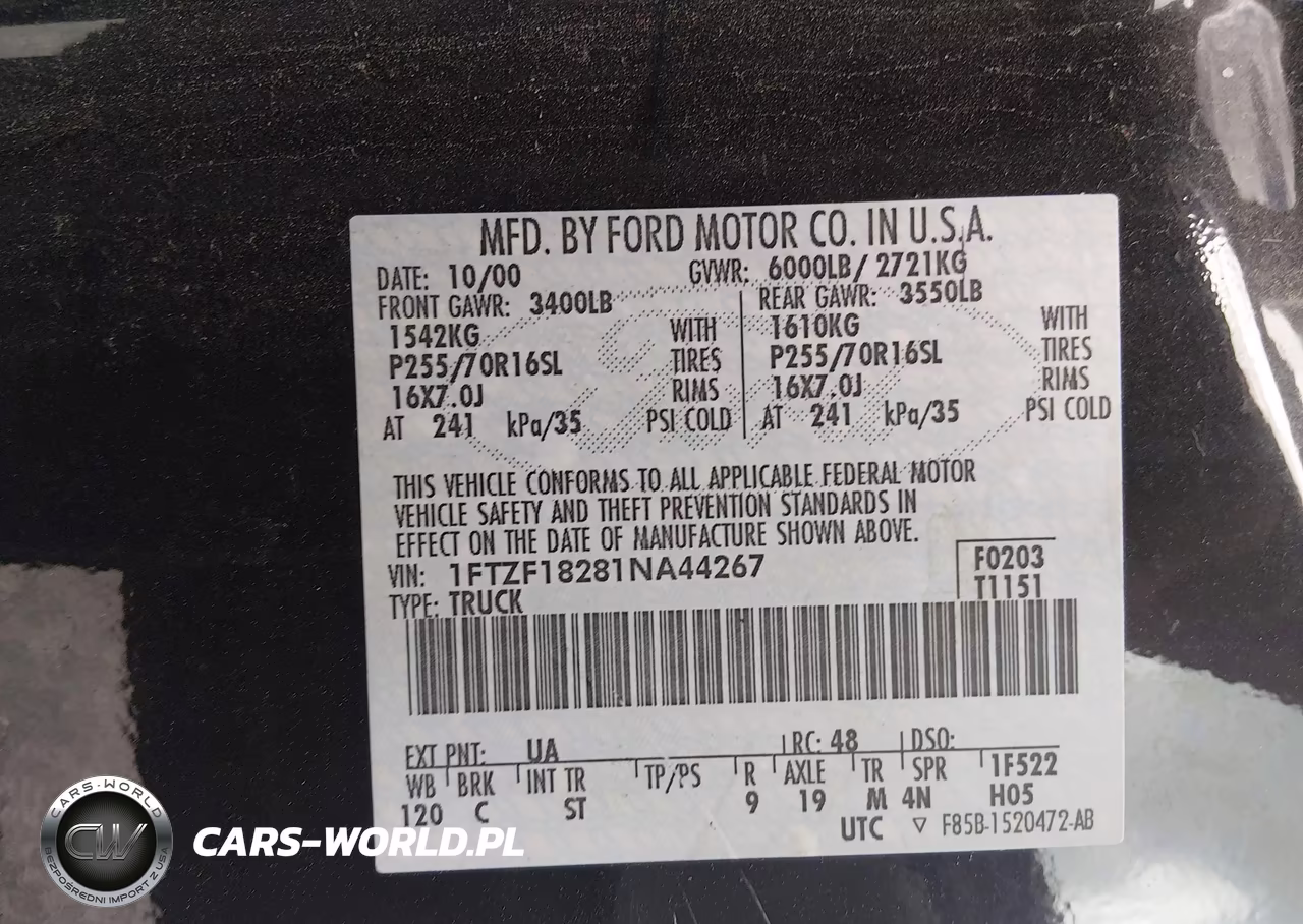 2001 Ford F-150 Xl-Xlt VIN:1FTZF18281NA44267 - 9