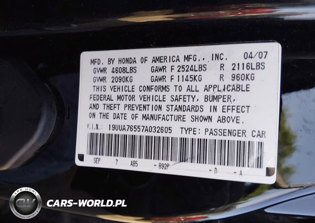 2007 Acura Tl Type S VIN:19UUA76557A032605 - 9