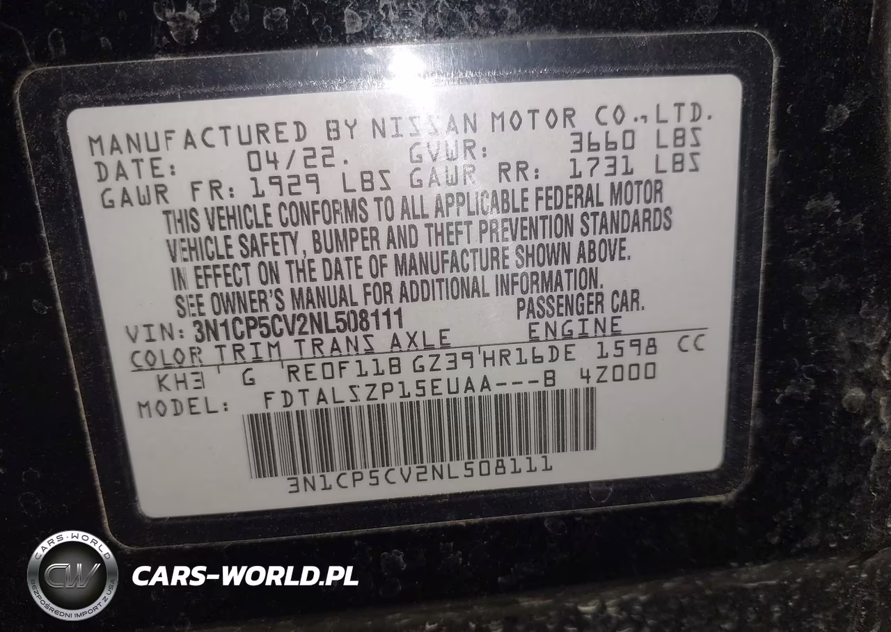 2022 Nissan Kicks Sv Xtronic Cvt VIN:3N1CP5CV2NL508111 - 9