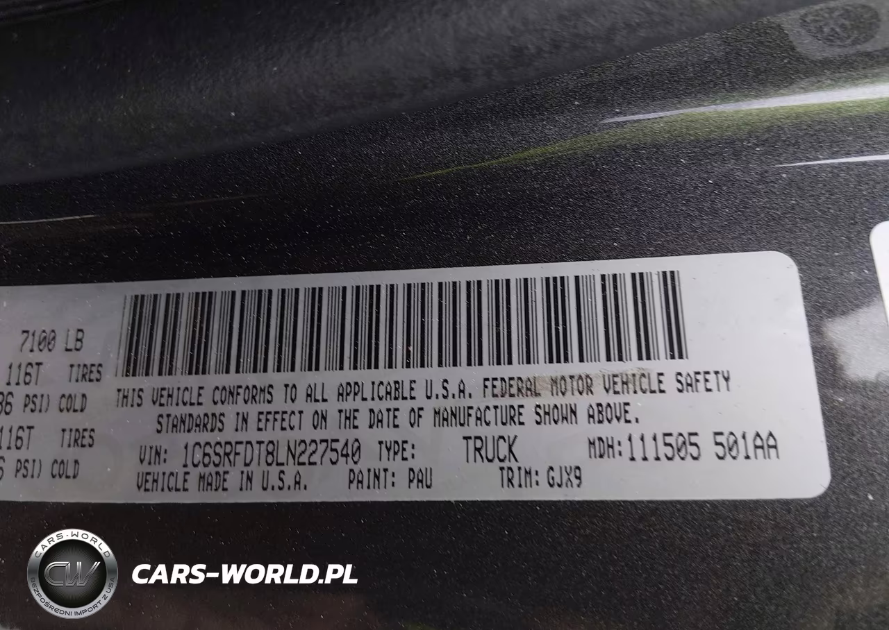 2020 Ram 1500 Laramie 4X4 6'4 Box VIN:1C6SRFDT8LN227540 - 9