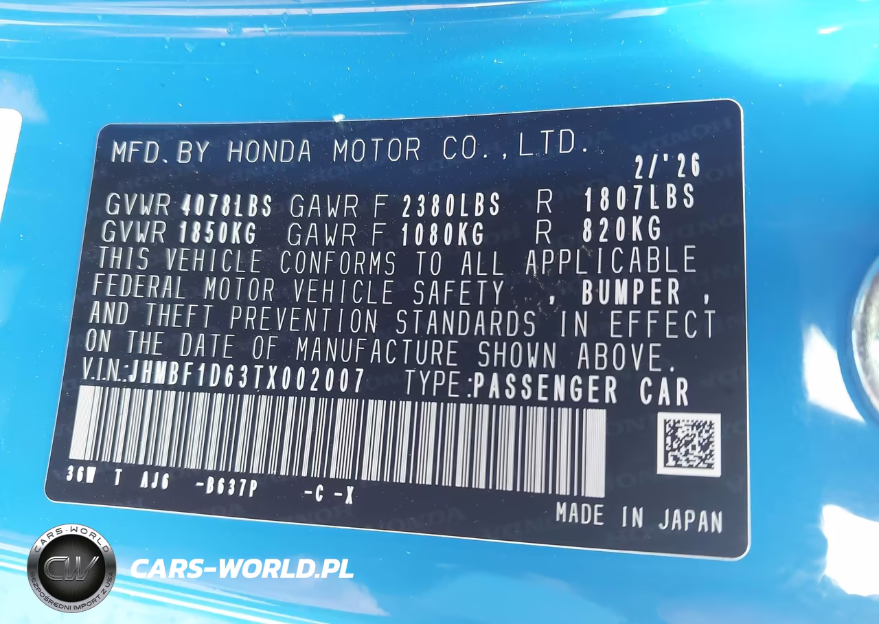 2026 Honda Prelude Hybrid VIN:JHMBF1D63TX002007 - 9