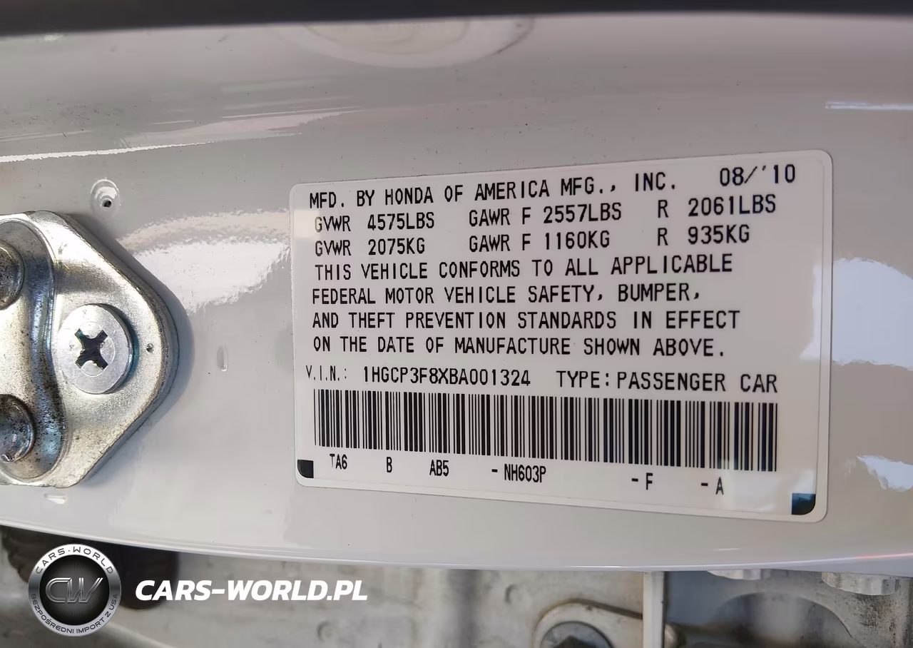 2011 Honda Accord 3.5 Ex-L VIN:1HGCP3F8XBA001324 - 9