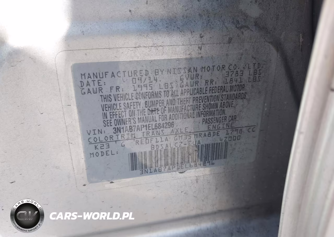 2014 Nissan Sentra S VIN:3N1AB7AP1EL684296 - 9