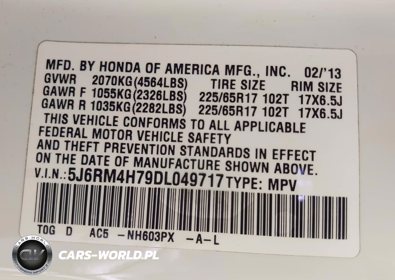 2013 Honda Cr-V Ex-L VIN:5J6RM4H79DL049717 - 9