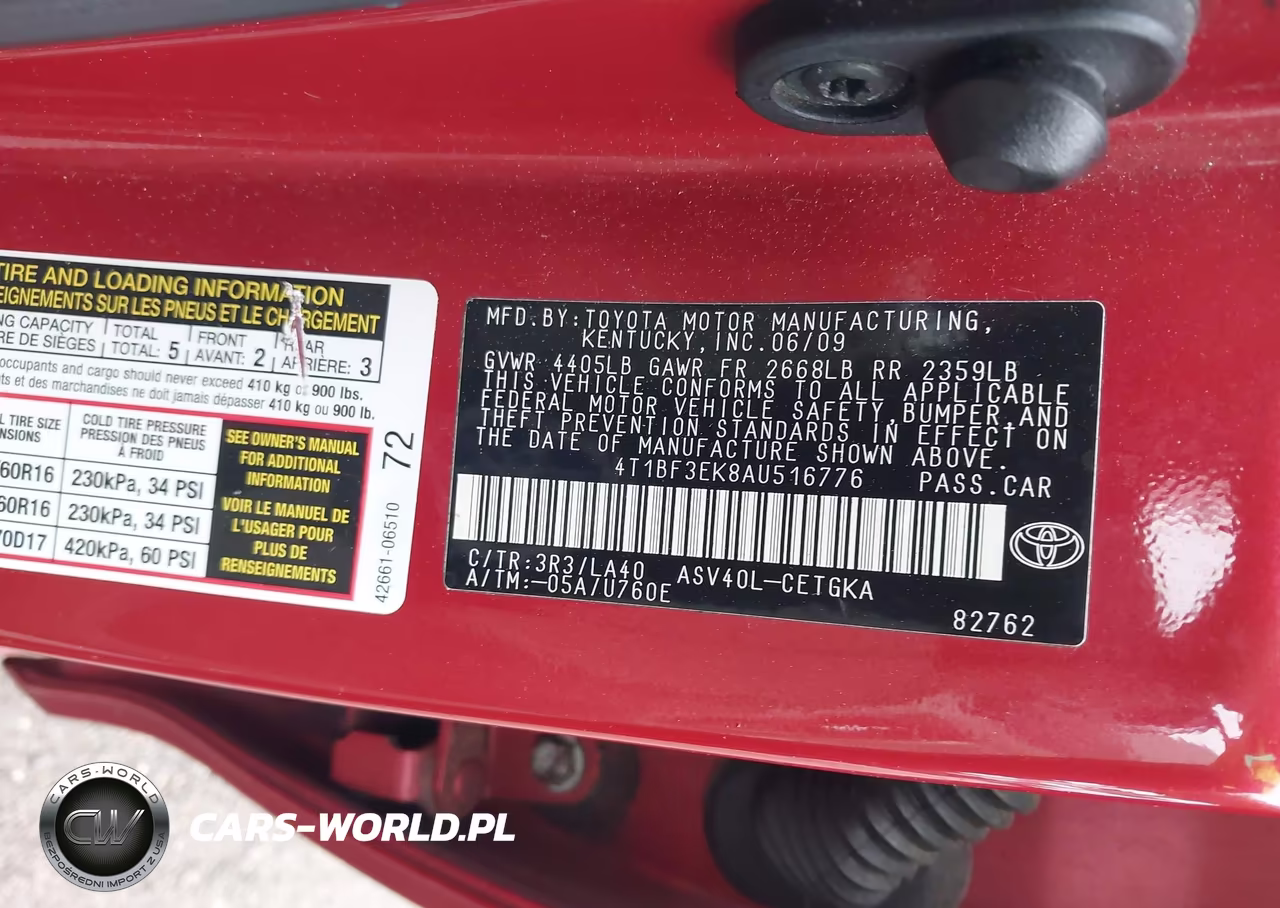 2010 Toyota Camry Xle VIN:4T1BF3EK8AU516776 - 9