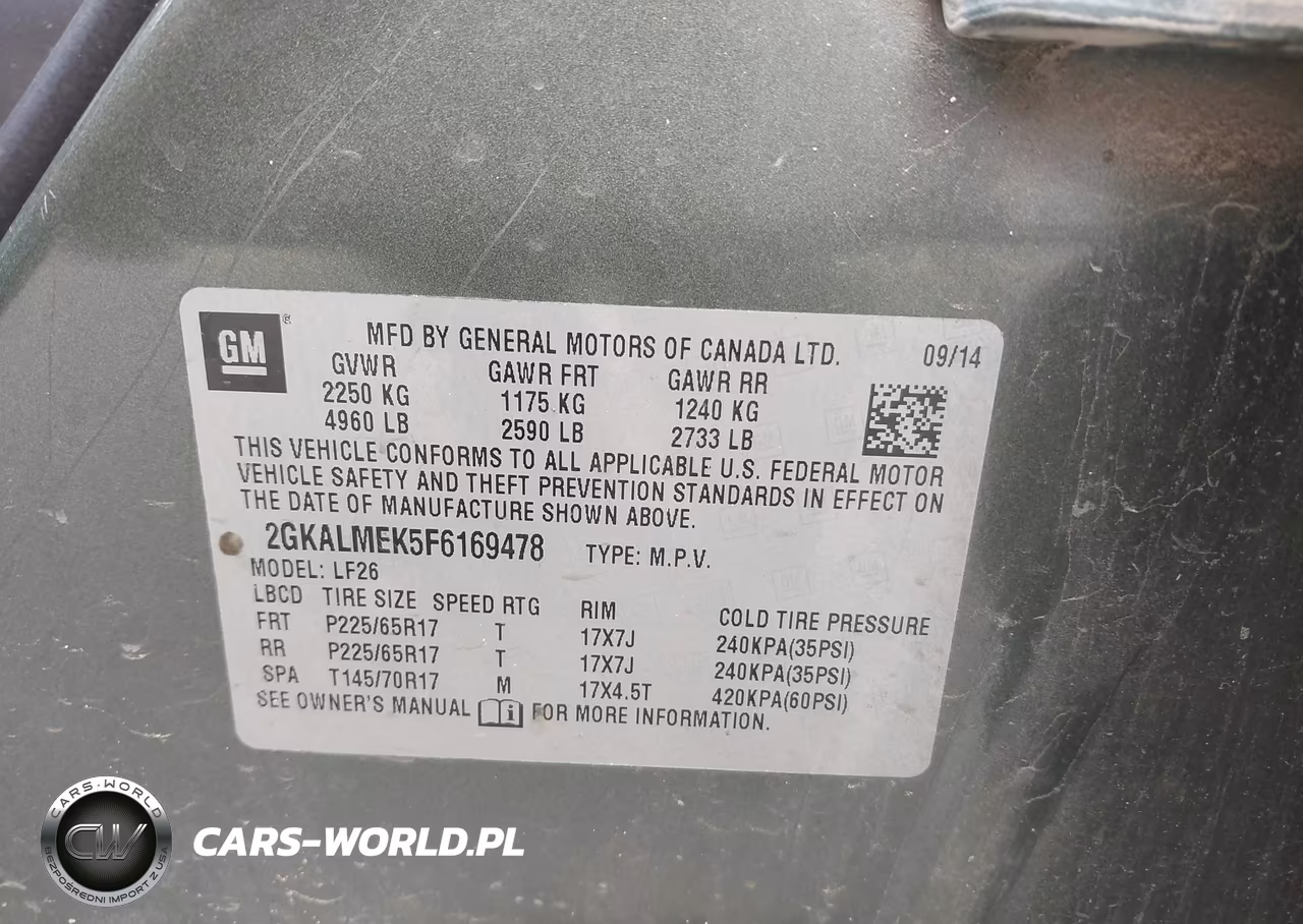 2015 GMC Terrain Sle-1 VIN:2GKALMEK5F6169478 - 9