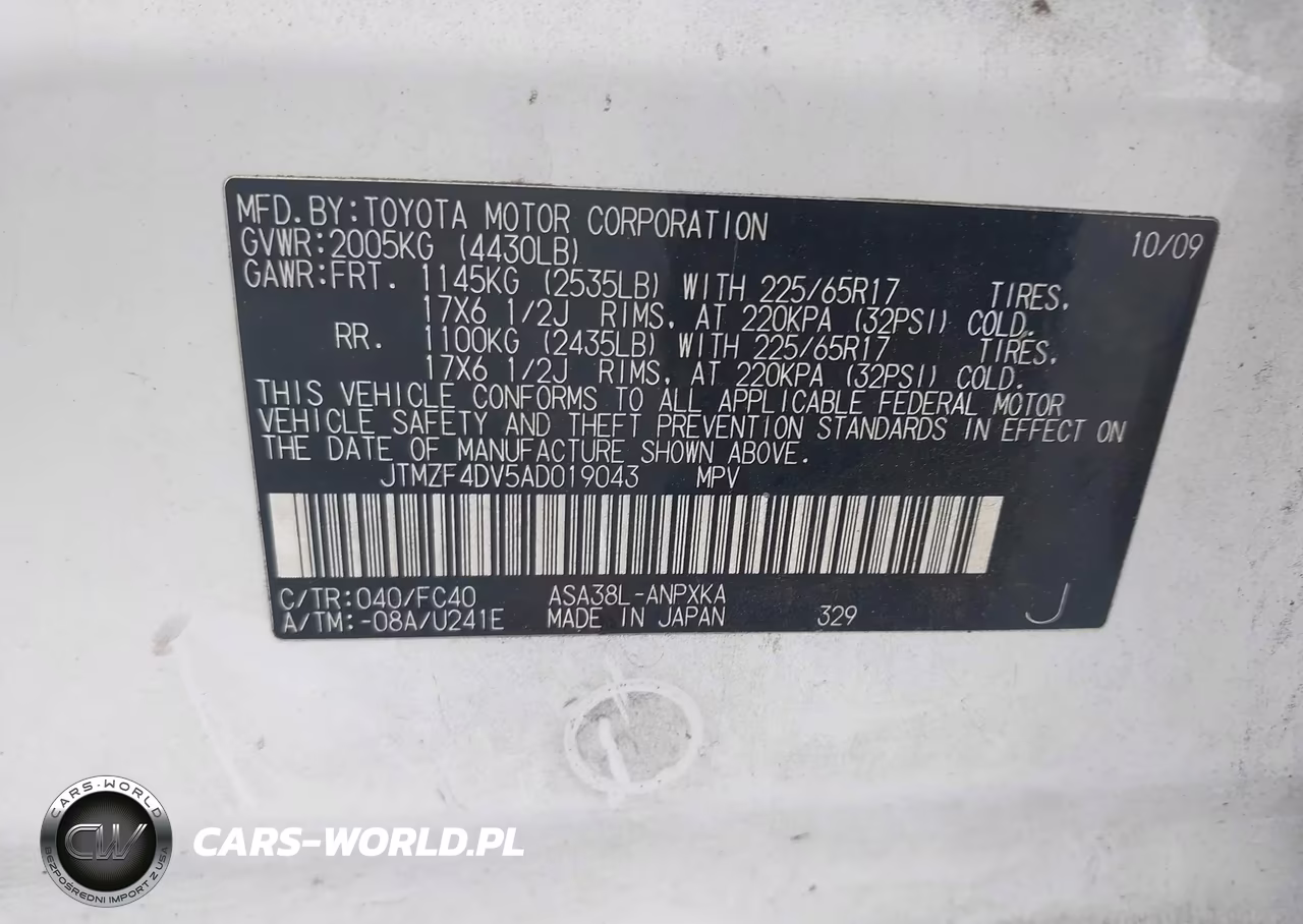 2010 Toyota Rav4 VIN:JTMZF4DV5AD019043 - 9