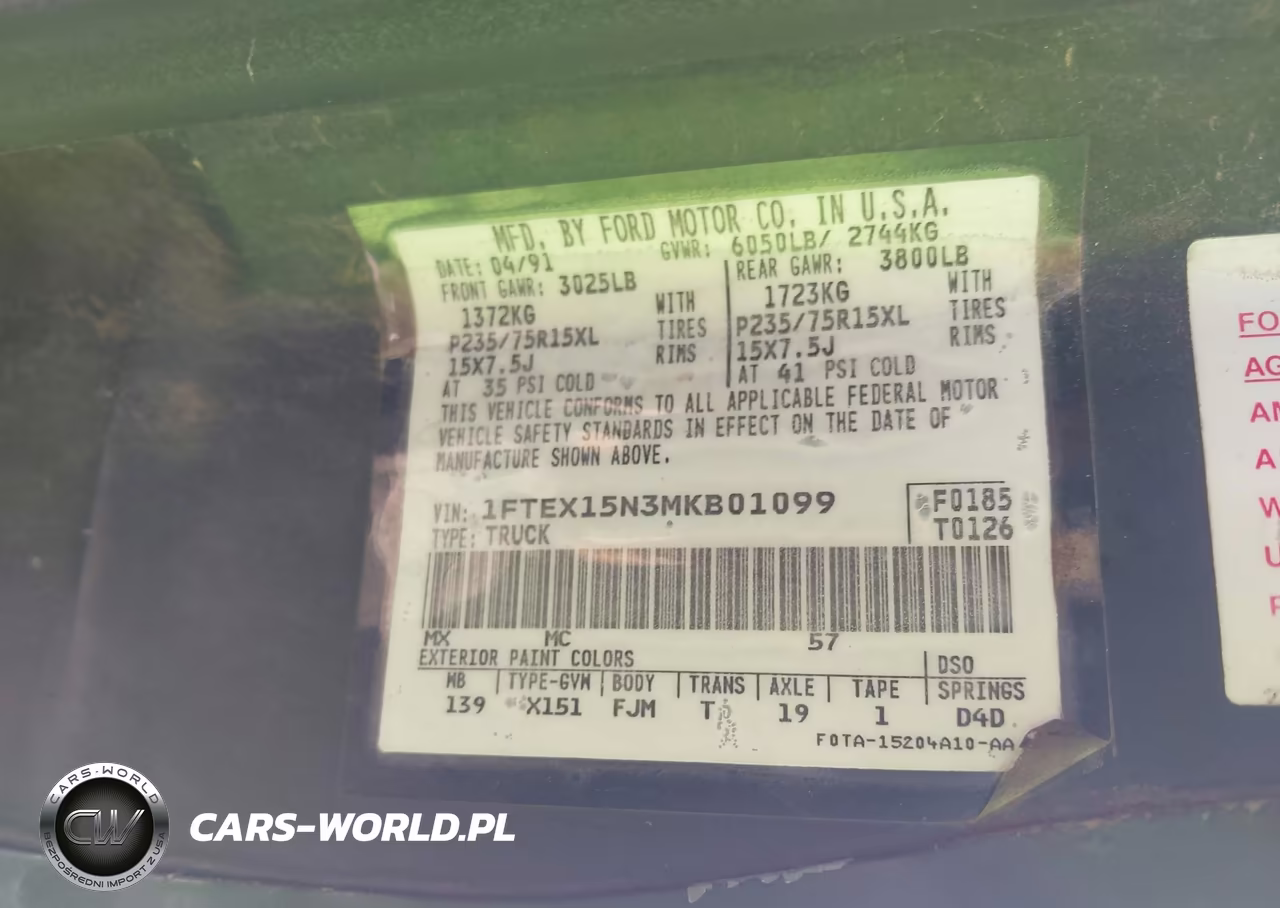 1991 Ford F150 VIN:1FTEX15N3MKB01099 - 9