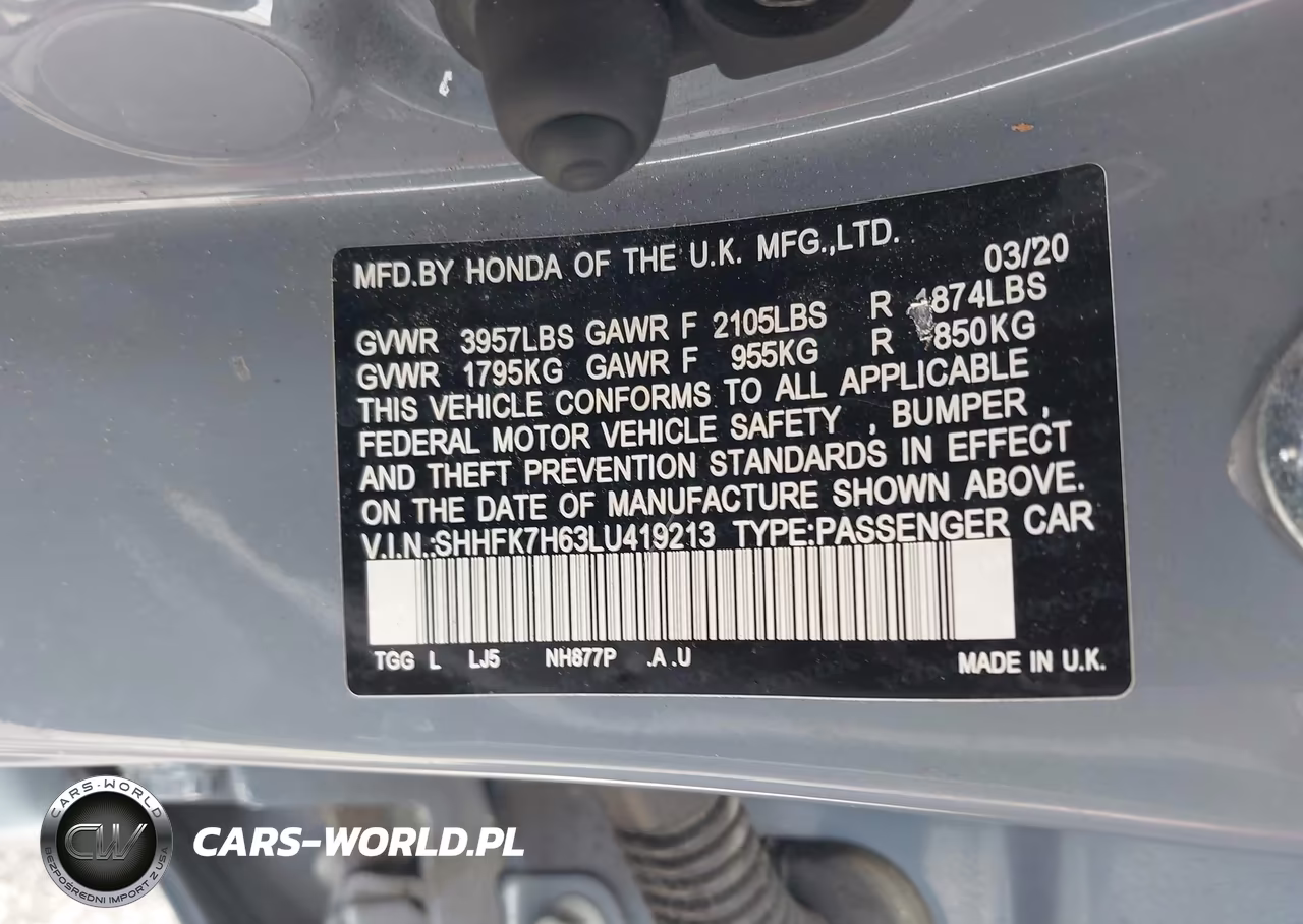 2020 Honda Civic Ex VIN:SHHFK7H63LU419213 - 9
