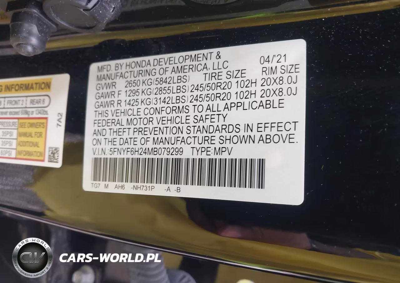 2021 Honda Pilot Awd Special Edition VIN:5FNYF6H24MB079299 - 9