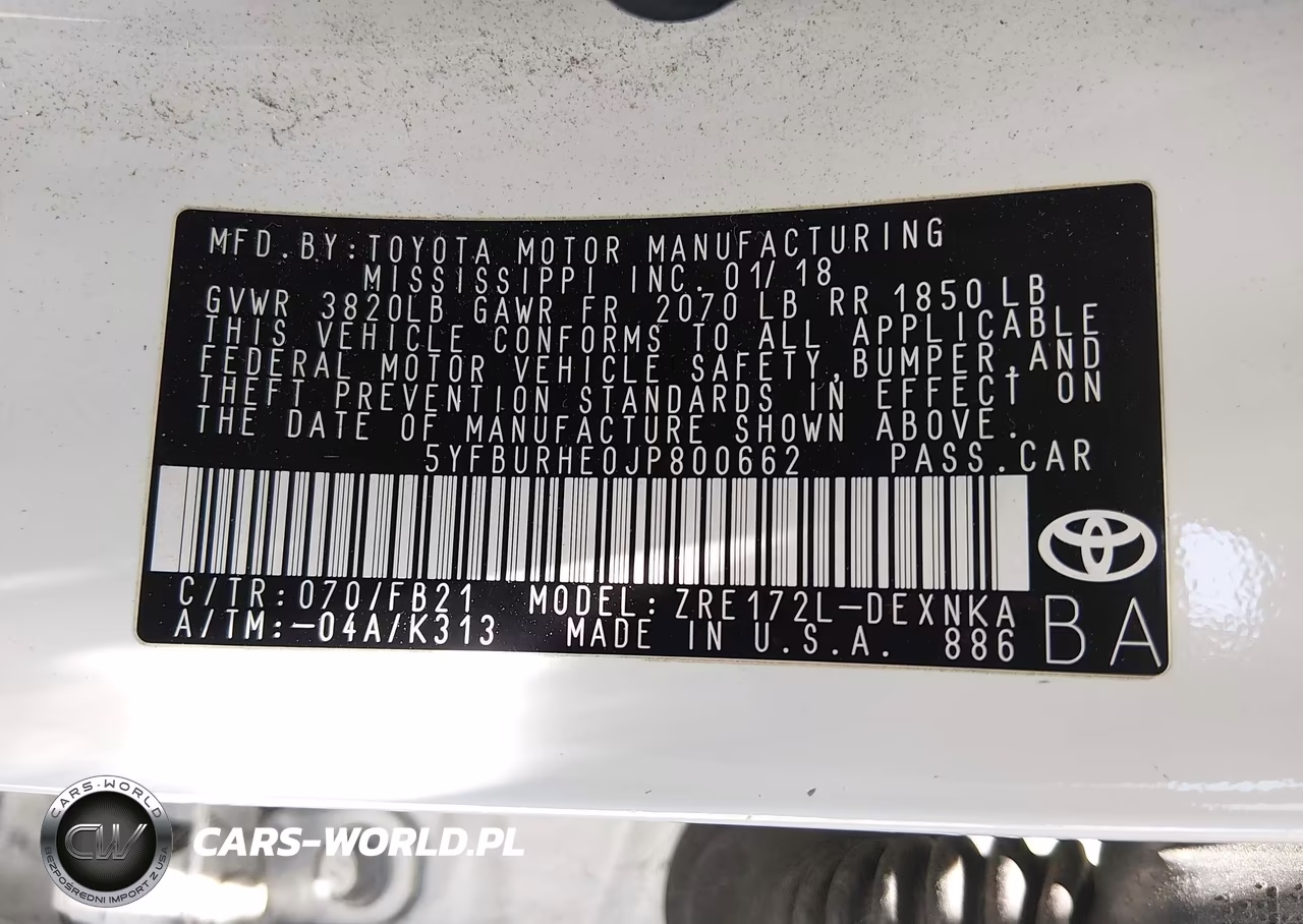 2018 Toyota Corolla Le VIN:5YFBURHE0JP800662 - 9