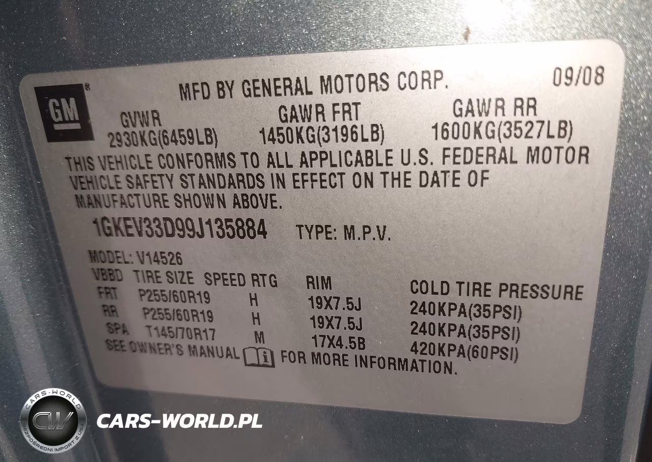 2009 GMC Acadia Slt-2 VIN:1GKEV33D99J135884 - 9
