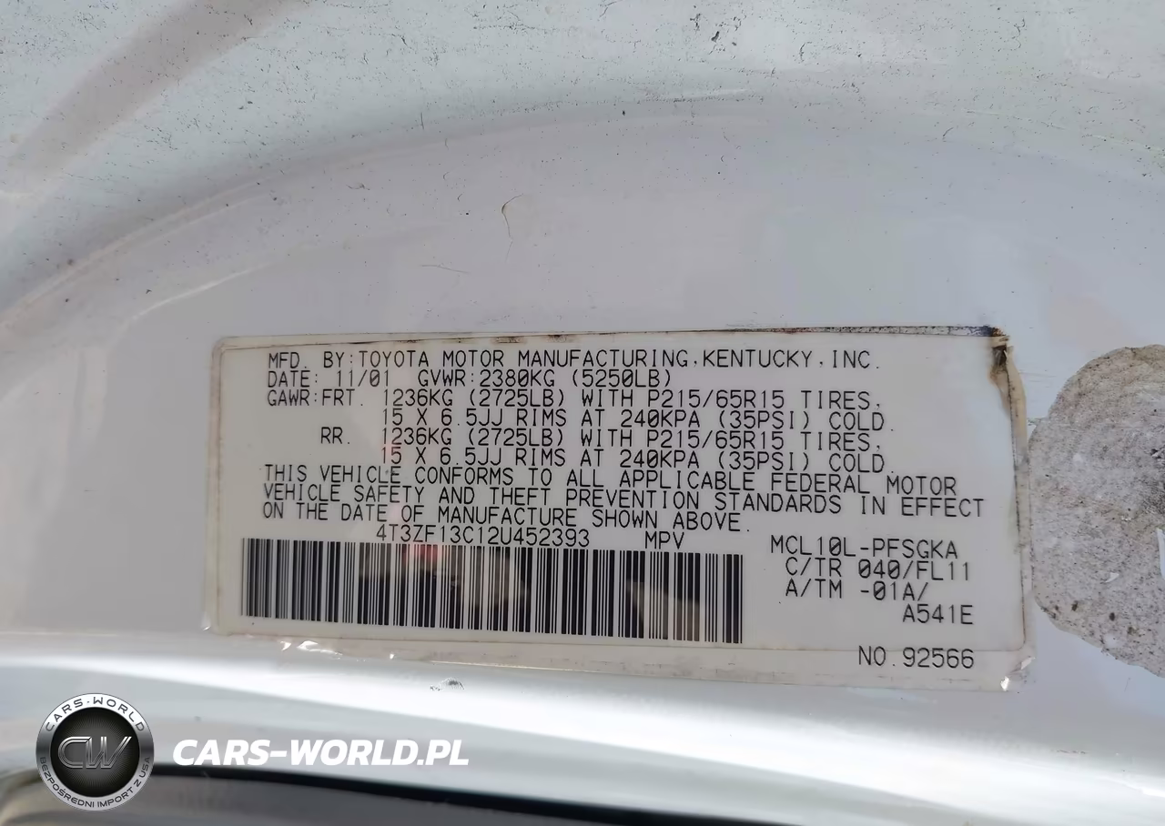 2002 Toyota Sienna Le VIN:4T3ZF13C12U452393 - 9