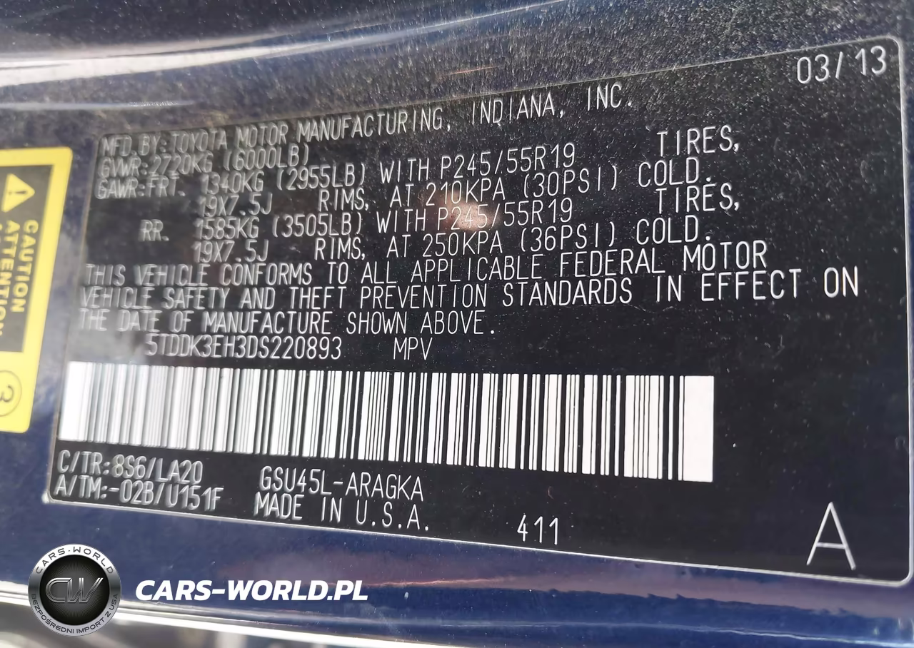 2013 Toyota Highlander Limited V6 VIN:5TDDK3EH3DS220893 - 9