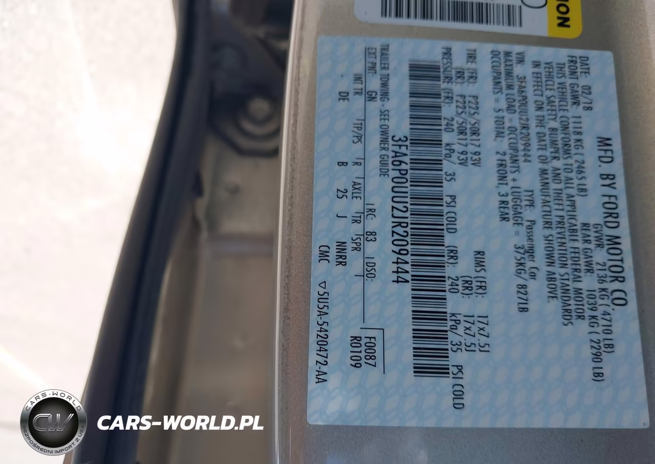 2018 Ford Fusion Hybrid S VIN:3FA6P0UU2JR209444 - 9