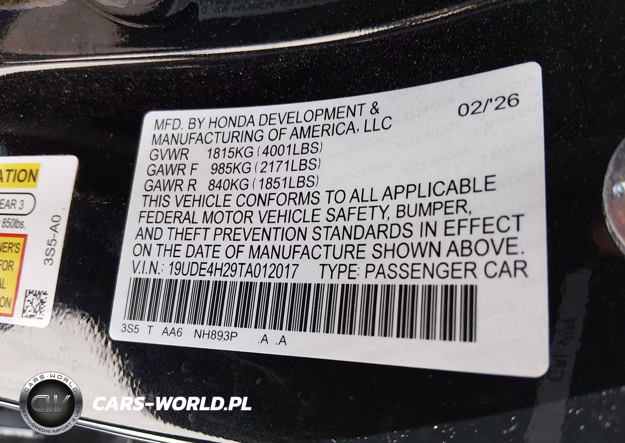 2026 Acura Integra Fwd VIN:19UDE4H29TA012017 - 9