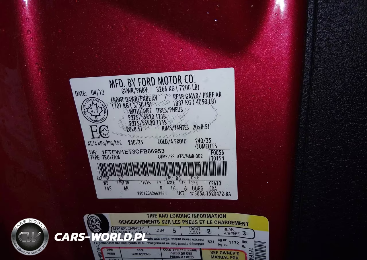 2012 Ford F-150 Fx4 VIN:1FTFW1ET3CFB66953 - 9