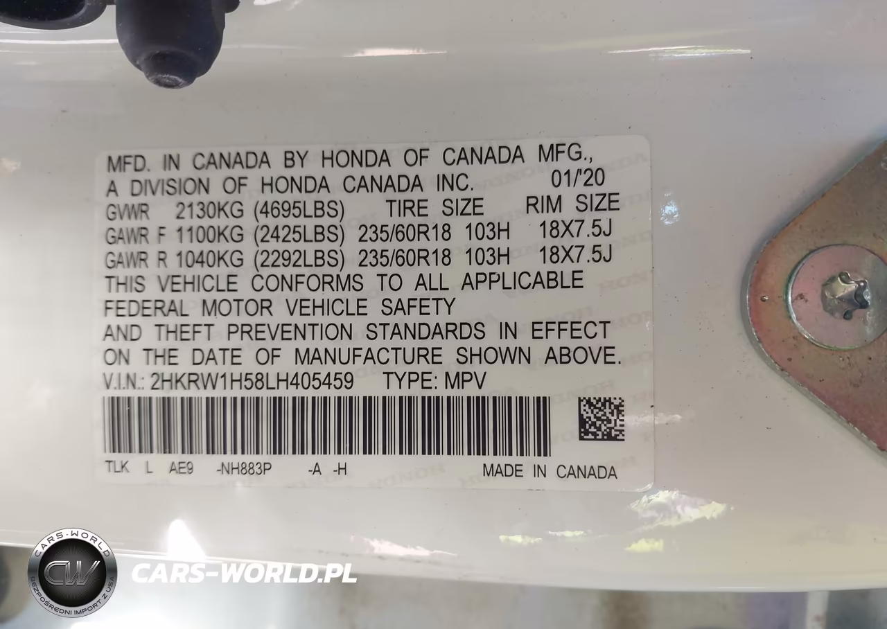 2020 Honda Cr-V 2Wd Ex VIN:2HKRW1H58LH405459 - 9