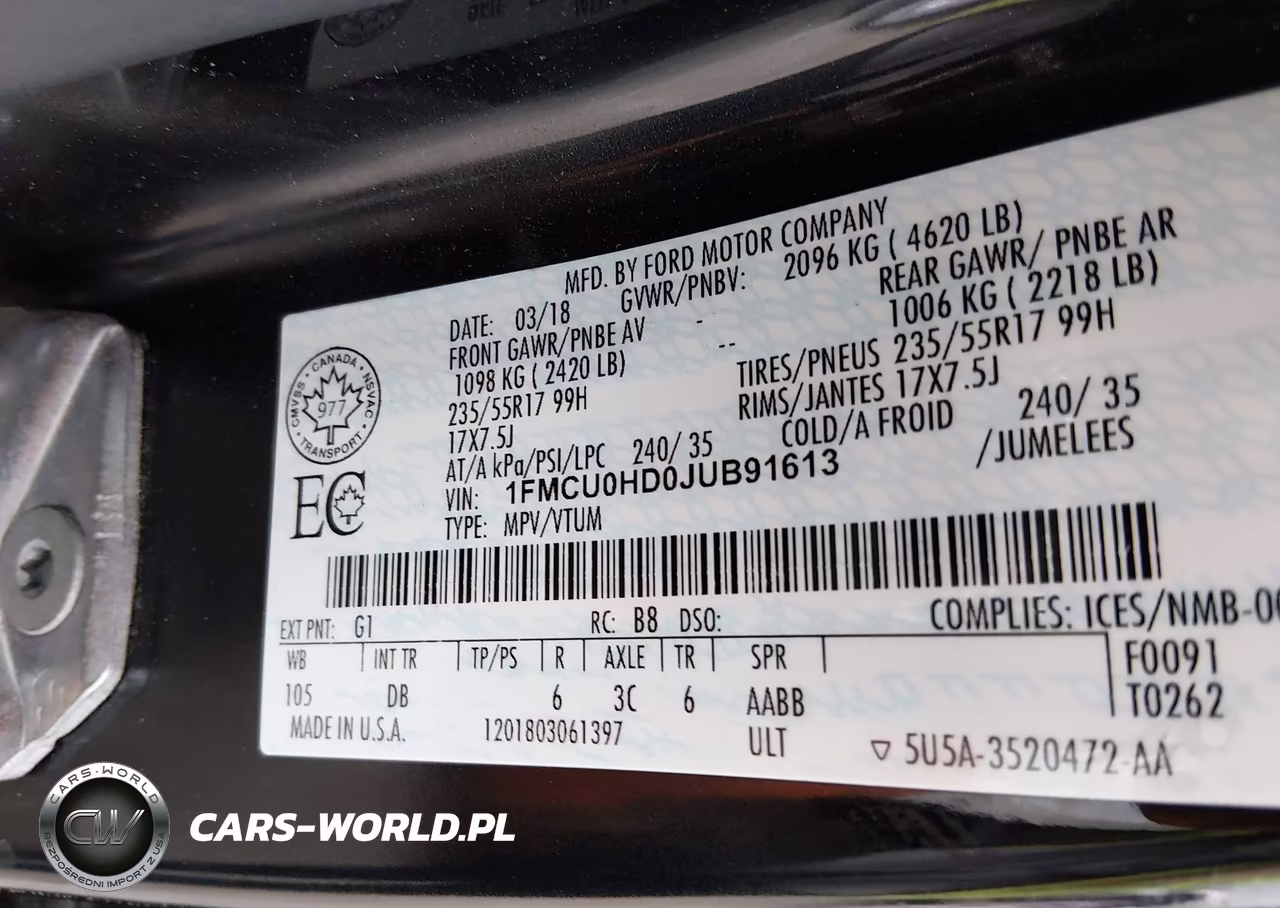 2018 Ford Escape Sel VIN:1FMCU0HD0JUB91613 - 9
