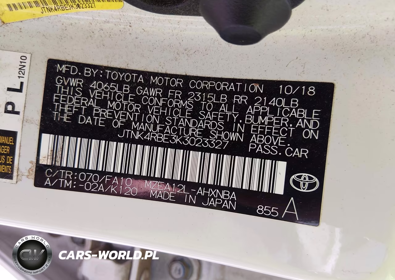 2019 Toyota Corolla Se VIN:JTNK4RBE3K3023327 - 9