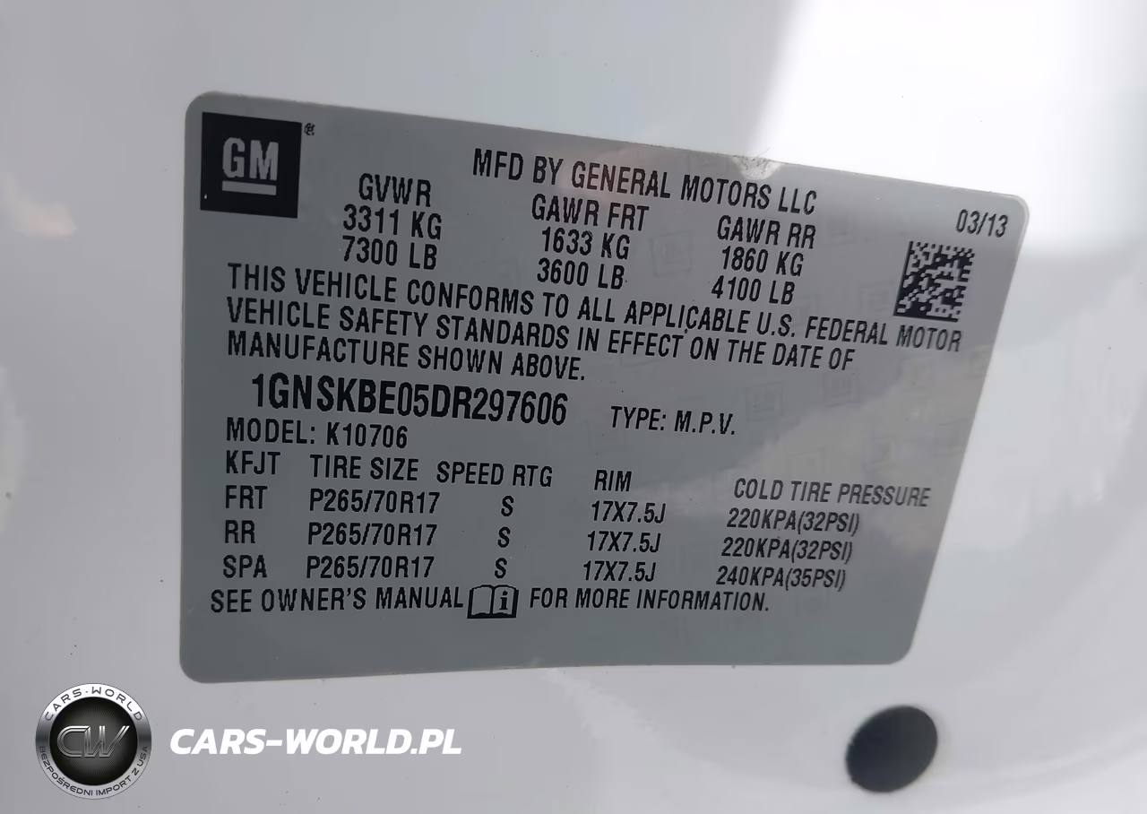 2013 Chevrolet Tahoe Lt VIN:1GNSKBE05DR297606 - 9