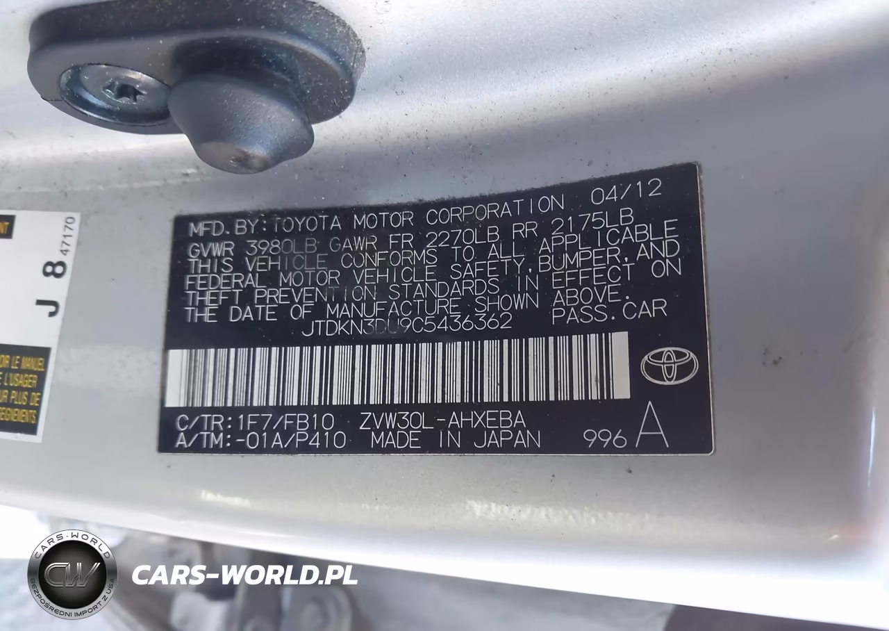 2012 Toyota Prius Three VIN:JTDKN3DU9C5436362 - 9